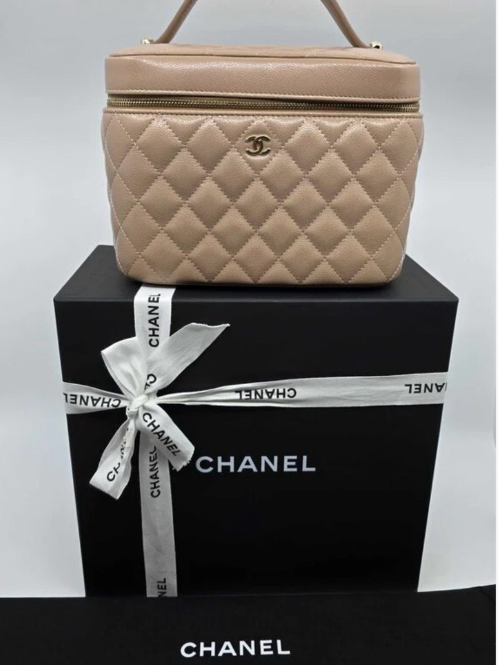 CHANEL Quilted Vanity Case Beige with Gold Hardware
Sold Out 
Limited Edition